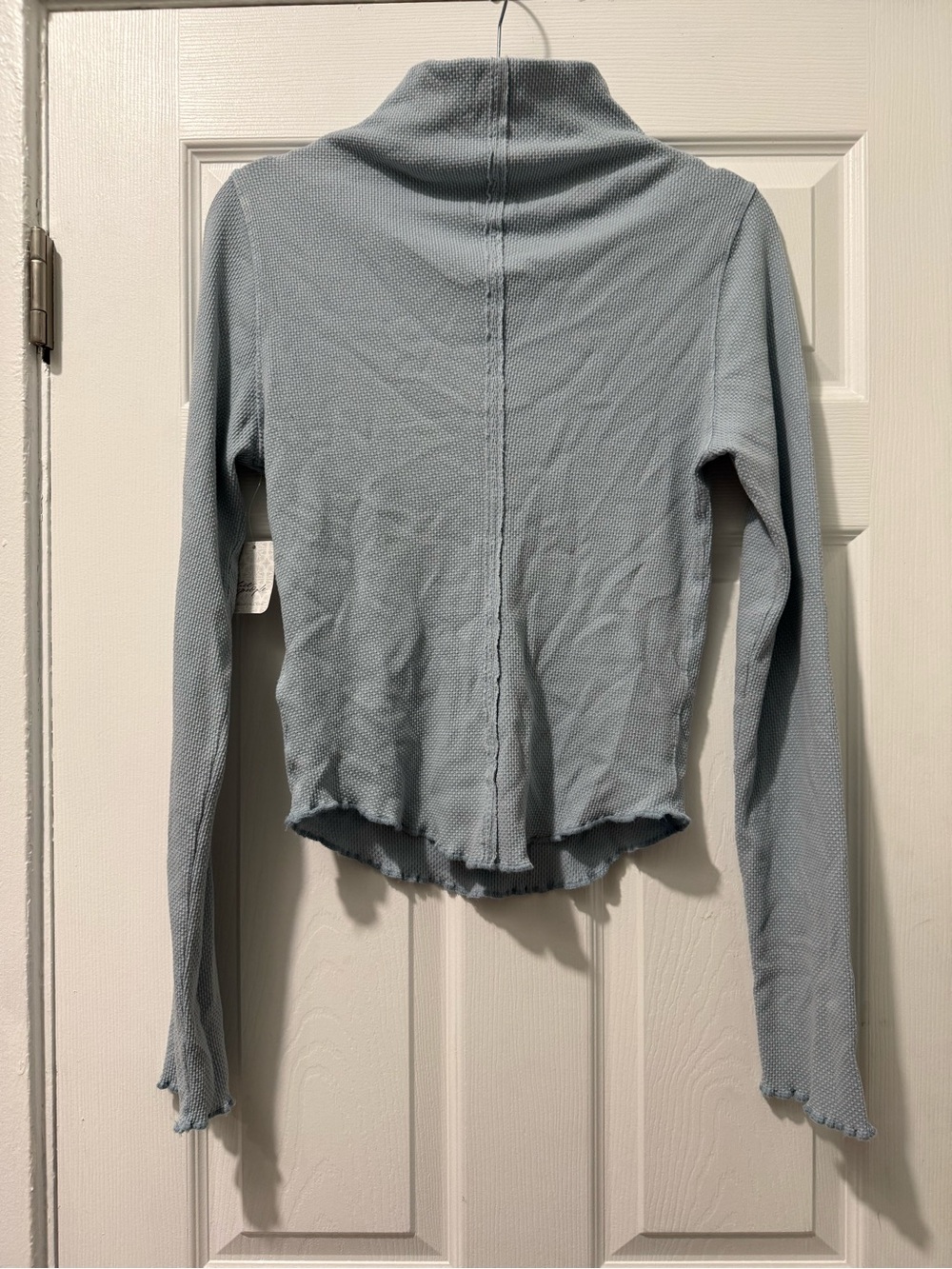 Free People Pale Blue Ribbed Long Sleeve Mock Neck Top - Picture 5 of 7
